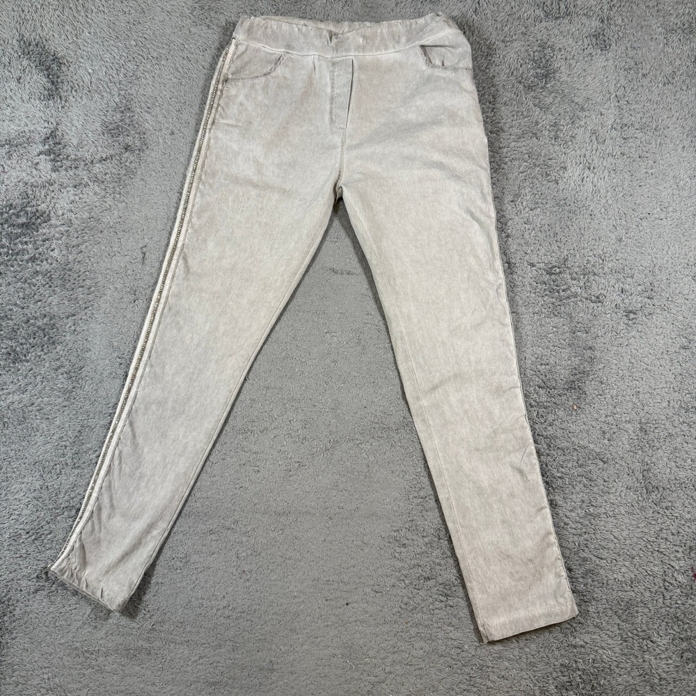 Marisima Womens One Size Gray Rhinestone Side Stripe Stretch Pants Made In Italy